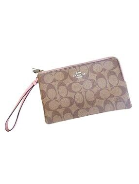 Coach Double Zip Wallet in Signature Canvas Wristlet